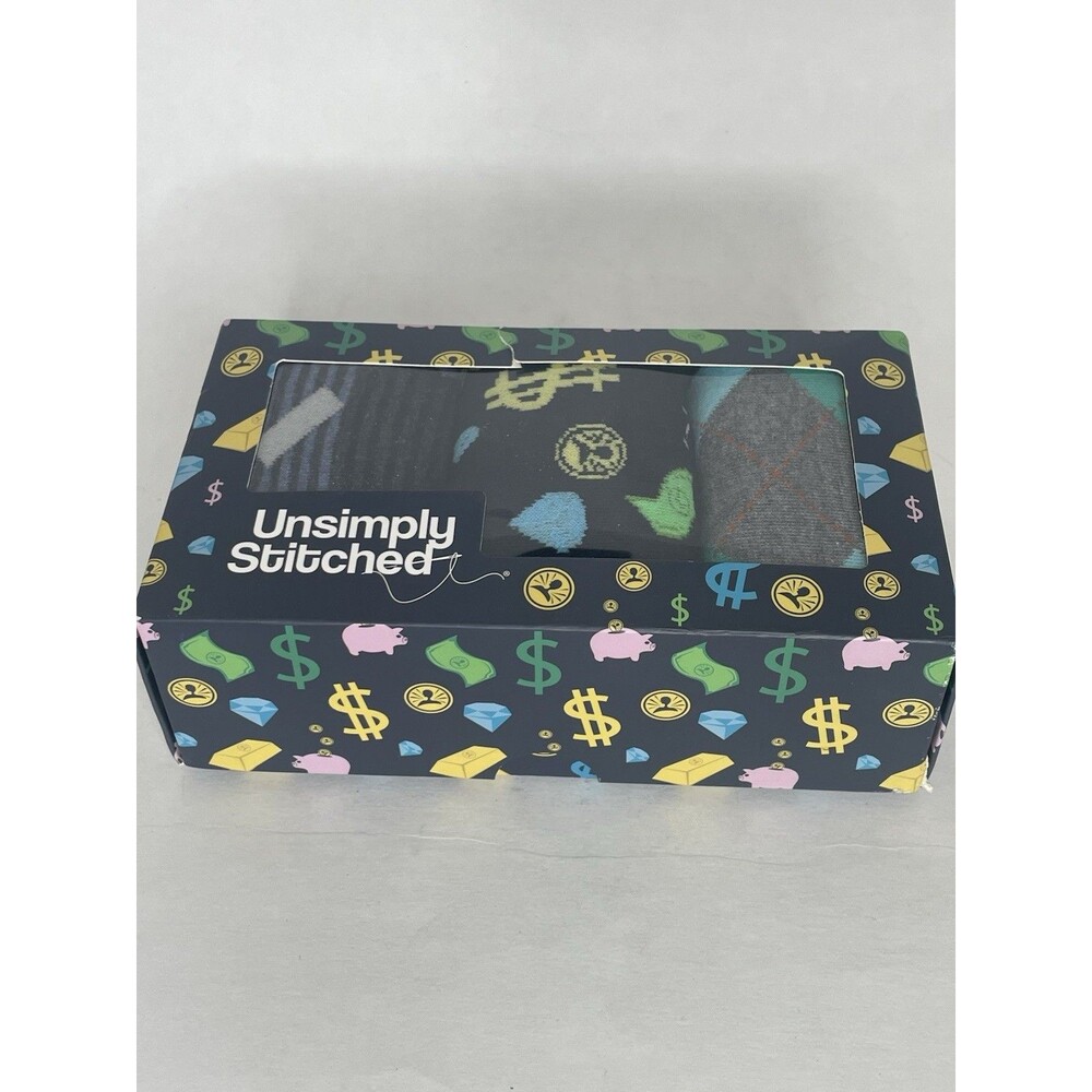 UNSIMPLY STITCHED SOCKS  Mens 8-12 Womens 8-13 3 Pair Money Theme